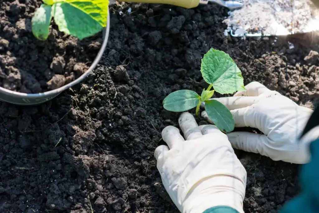 Cucumbers can be planted in rows as well as in ribbon and checkerboard patterns