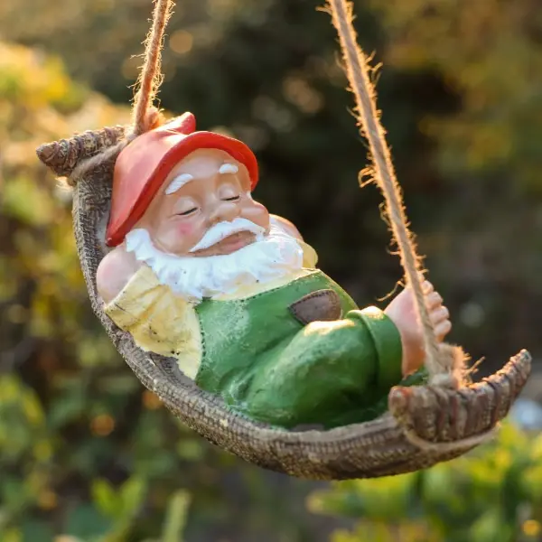 Hanging Gnome suitable for indoor or outdoor garden and looks great on the lawn, in a flower pot or under a tree.