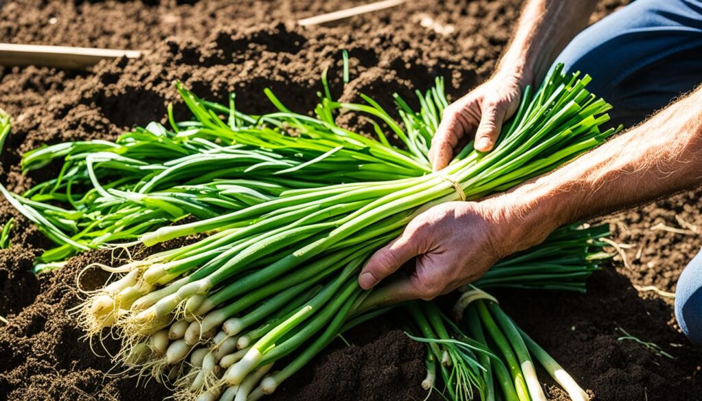 Harvesting spring onions