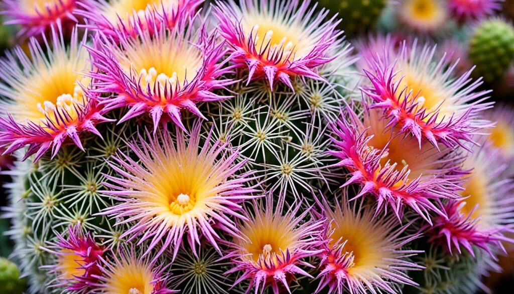 Mammillaria cactus flowers