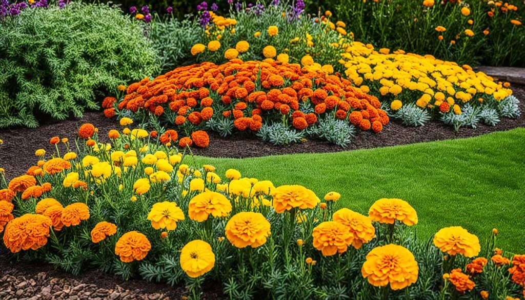 Marigold Varieties in a Garden