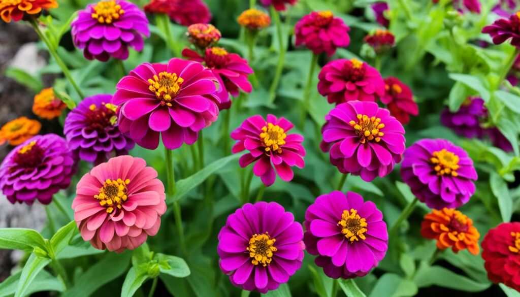 Pinched zinnias