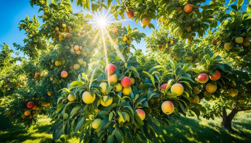 Sunlight requirements for fruit trees