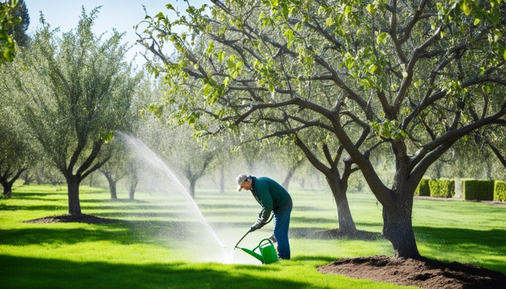 avoiding overhead watering fruit trees