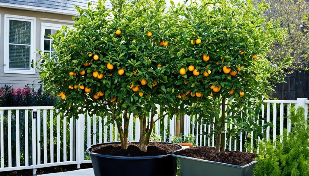 container size for fruit trees