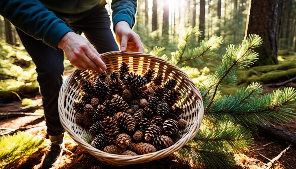 foraging pine cones