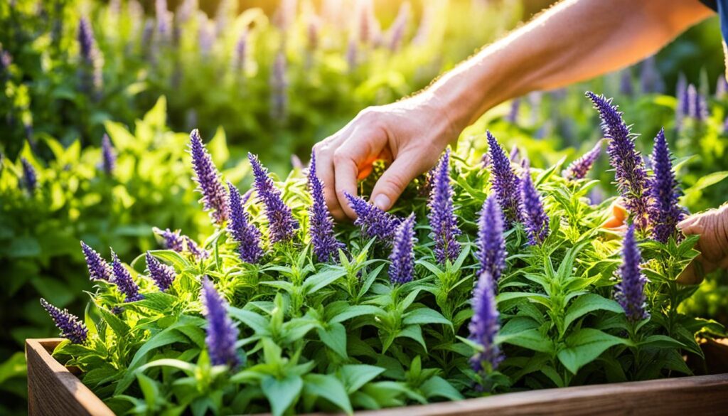 harvesting Anise Hyssop