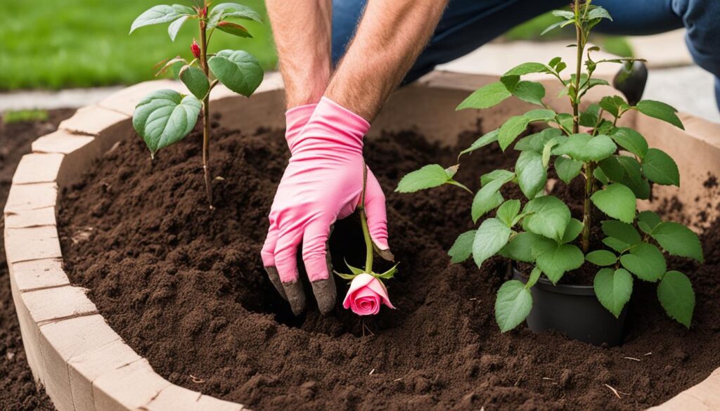 planting potted roses