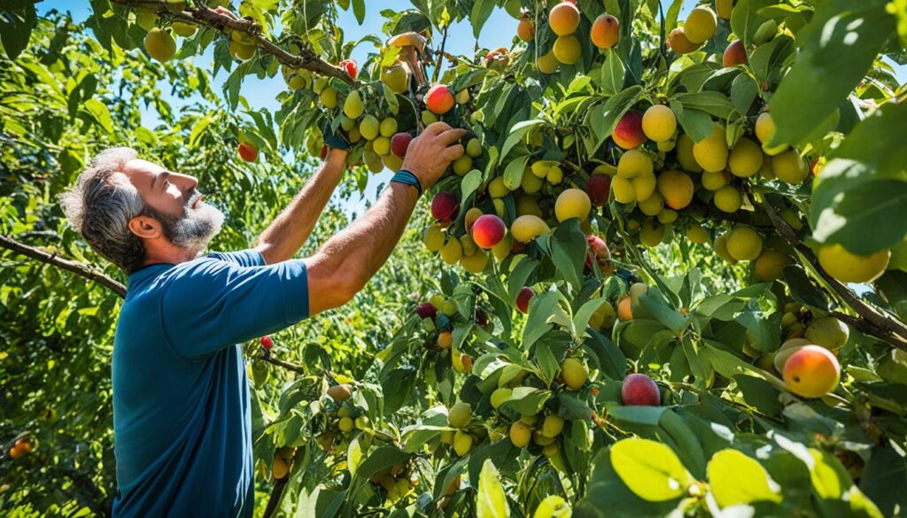 stone fruit harvesting