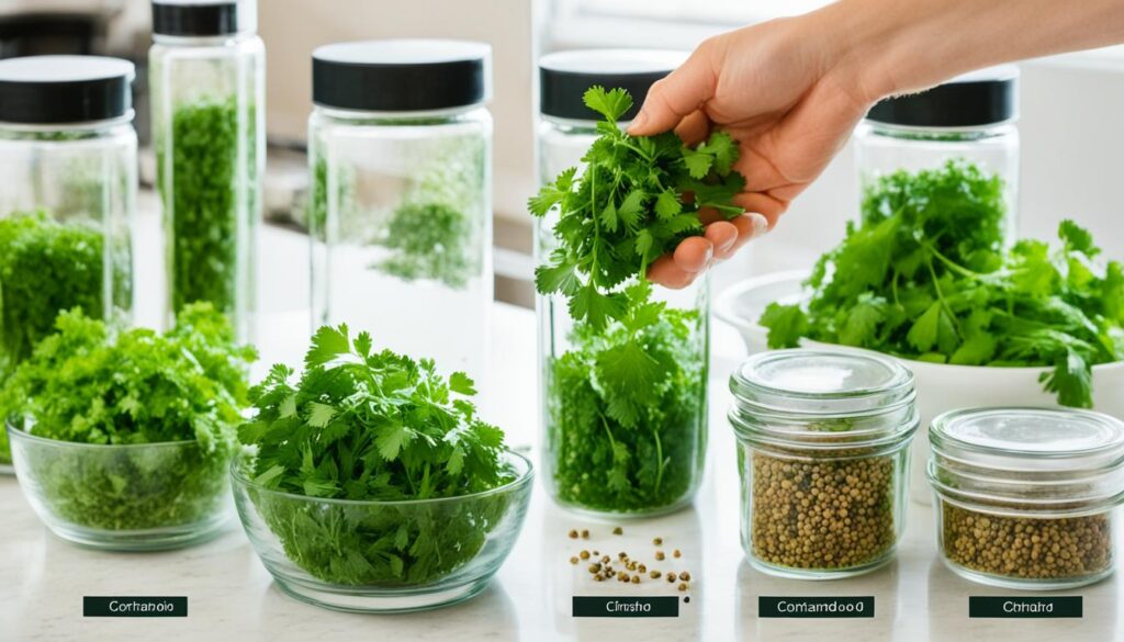 storing cilantro and preserving coriander