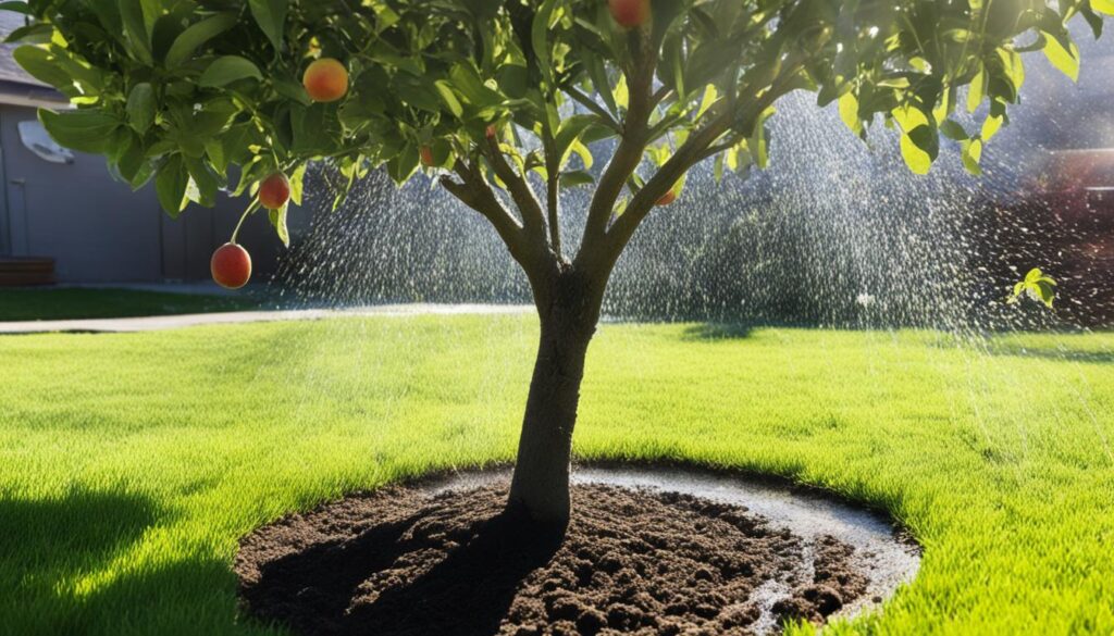 watering young fruit trees